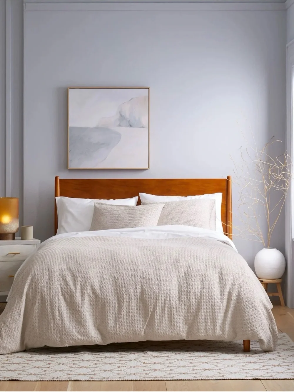 Quince Organic Luxe Honeycomb Duvet Cover Set King/Cal King Sand NEW